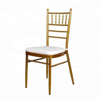 Hot Selling Gold White Metal Wedding Chiavari Chair With Cushion For ...