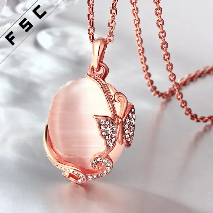 Latest Jewelry Rose Gold Plated Chain With Plant Shape Pendant Classic