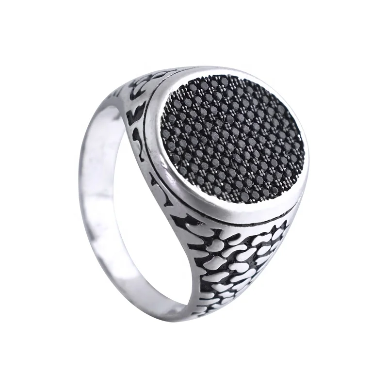 

Philippines hot selling black zircon platinum plating 925 sterling silver jewelry turkish rings for men