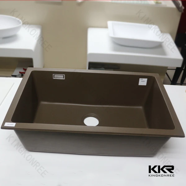 Artificial Solid Surface Stone Quartz Stone Black Kitchen Sink