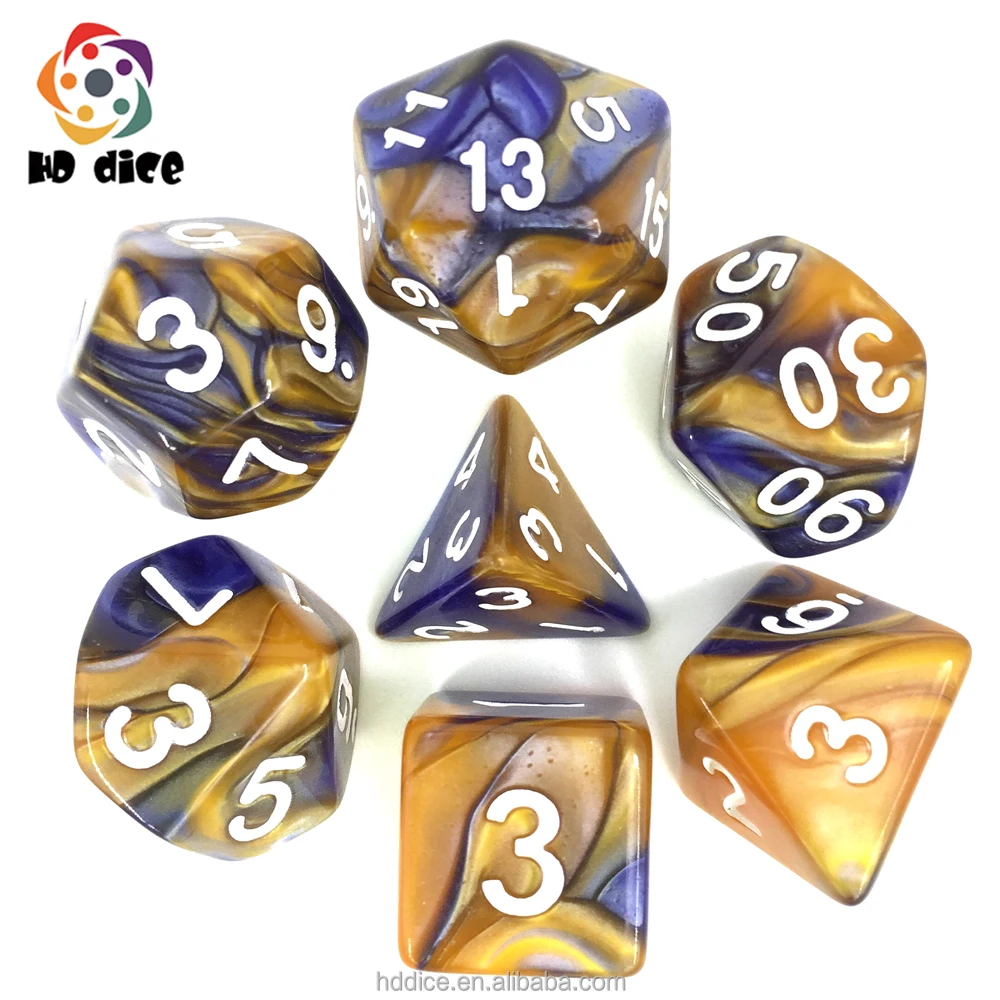 Custom Hddice With Unique Design Dice Set Blend Color 7 Polyhedral Dice