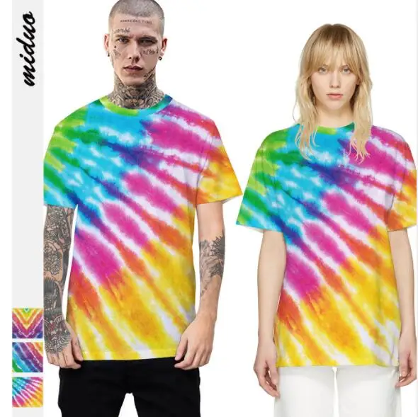 

Manufacturer Digital printting Design Your Own Sublimation Oversized Tie-Dye Custom Rainbow T Shirt