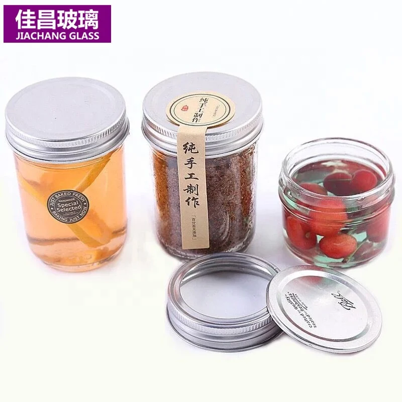 

Factory sale round jam glass jar food packaging jar with metal lid, Clear