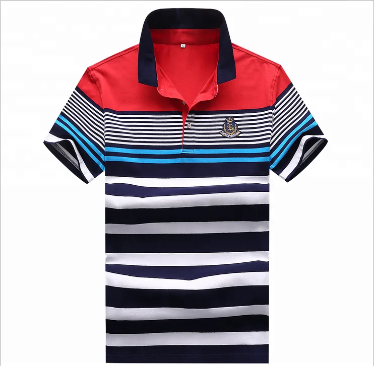 

High Quality Wholesale Striped Men Polo Shirt Print, Black;blue;gray;red;white
