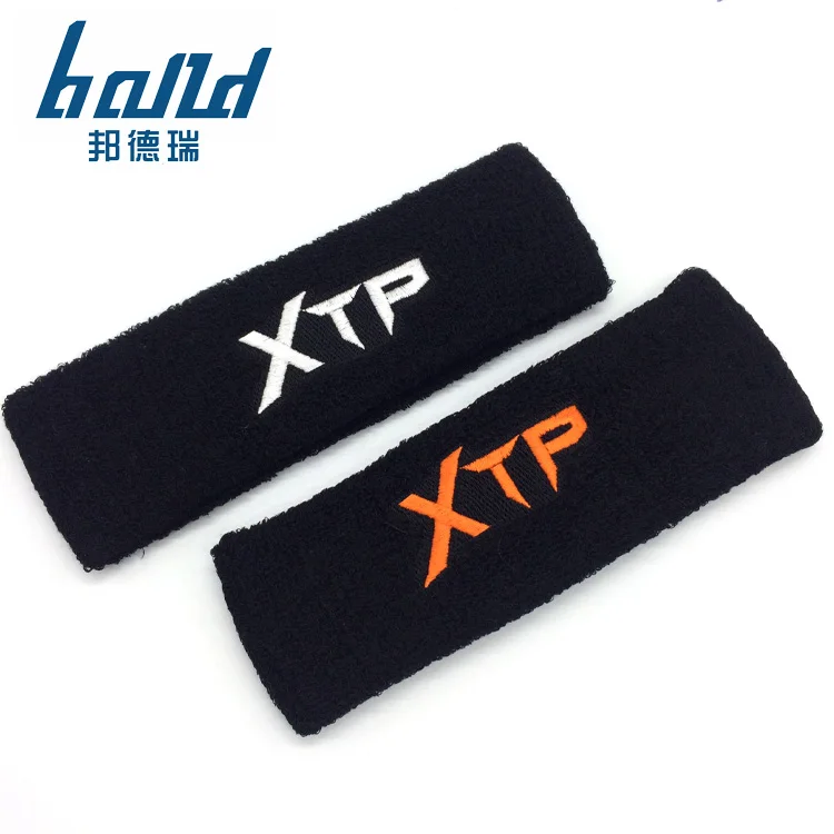 

Fashion Cheap custom terry cloth cotton elastic sports headband, Black