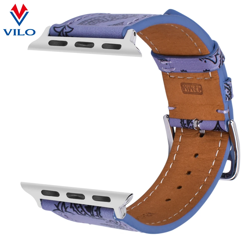High Quality Oem Printed Genuine Leather Watch Strap For Apple Watch