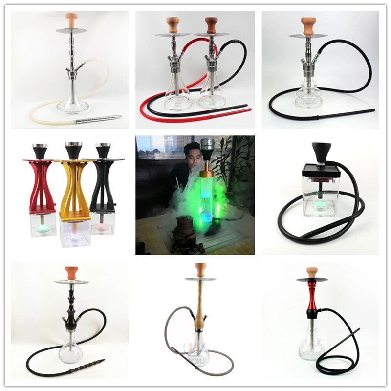 Guangzhou Woyu Nargile Hubble Bubble Shisha Water Pipe Gold Hookah