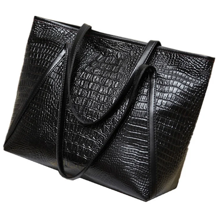 

New Simple All-Matching Crocodile Large Bag Fashion Casual Hand Bill Of Lading Shoulder Bag, Black, burgundy, pink,green