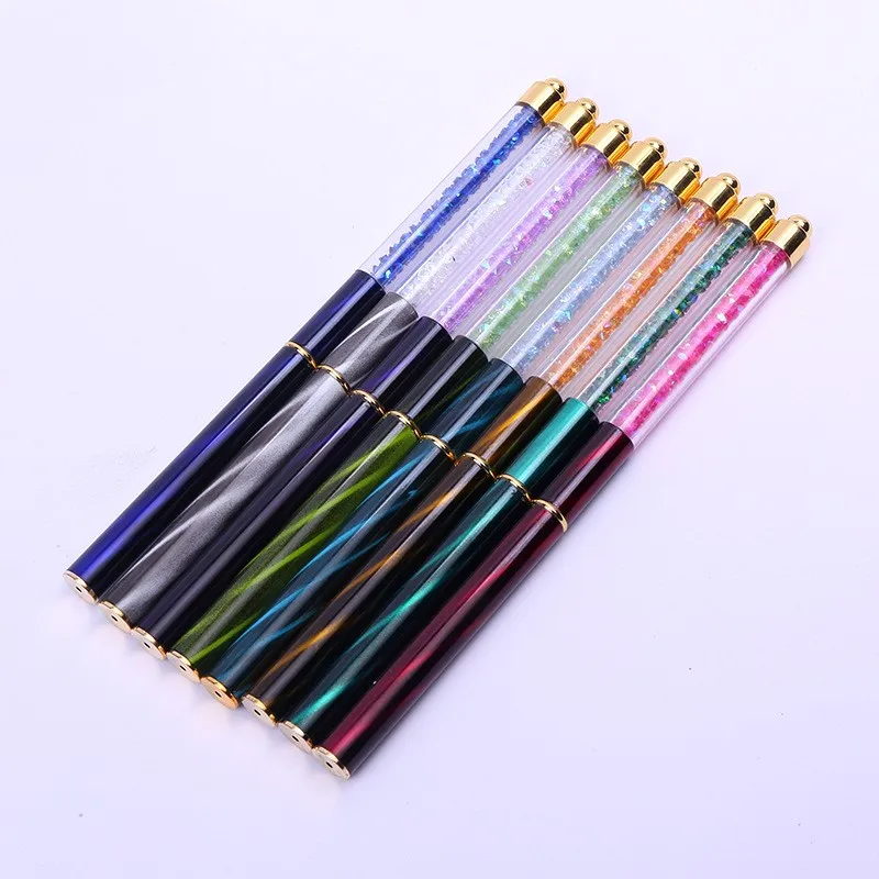 

Cat Eye Stripes lines liner Painting liquid Powder metal handle Acrylic Nail brush UV GEL Extension Builder French Art Drawing, Can oem