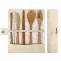 

Bamboo Travel Cutlery Set include Knife, Fork, Spoon, Straw and chopsticks