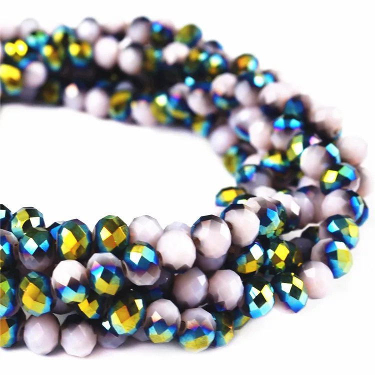 

New faceted glass beads mixed half coating color beads for rosary making