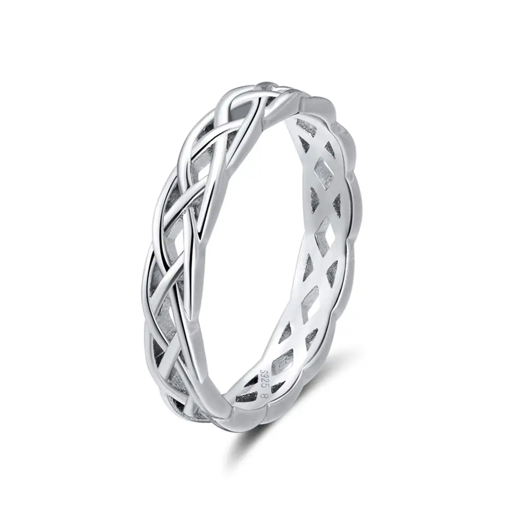 

RINNTIN SR62 Women 925 Sterling Silver Wedding Band Latest Ring Designs for Girls, White