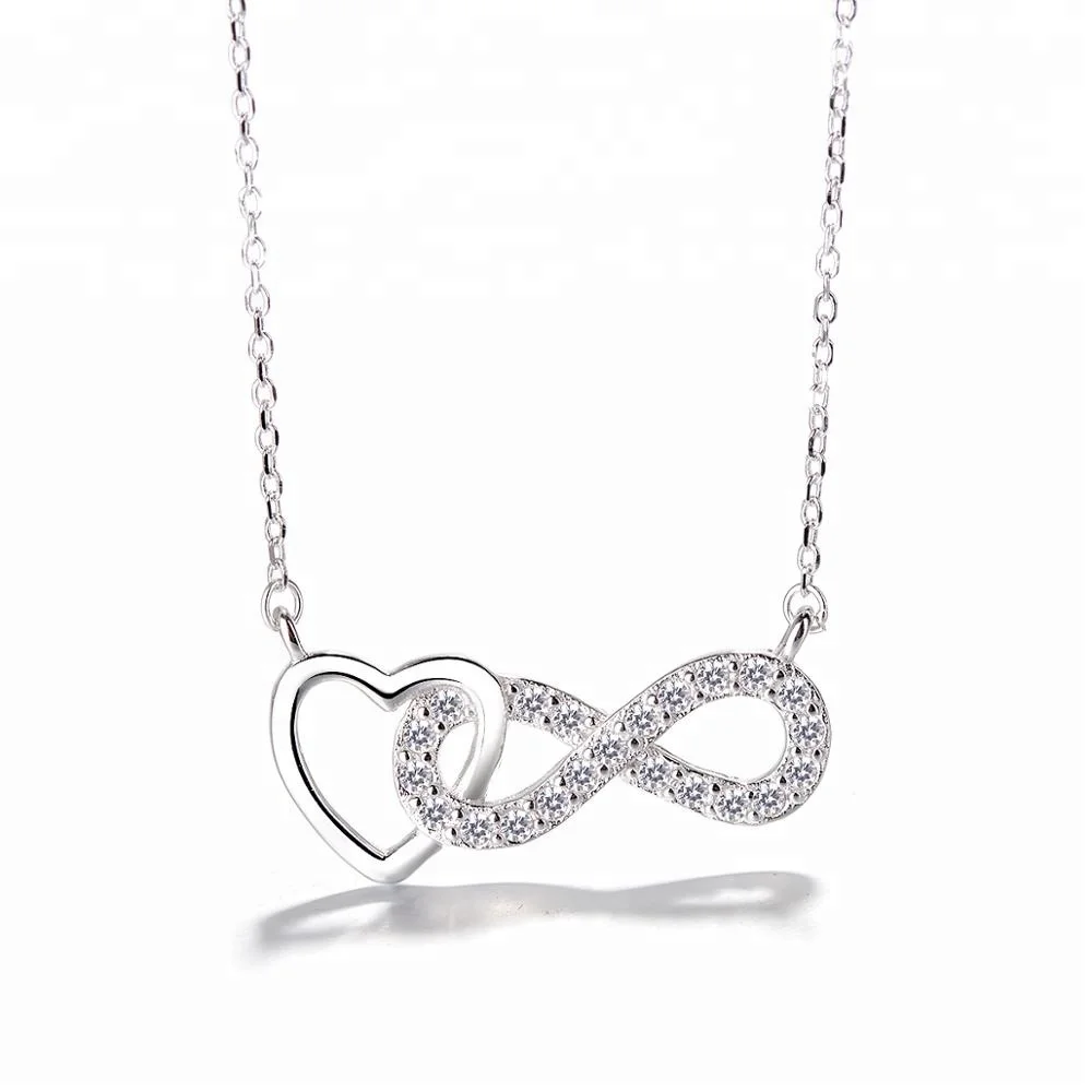 

Latest Pure 925 Silver Heart with Infinity Necklace for Women, As customer request