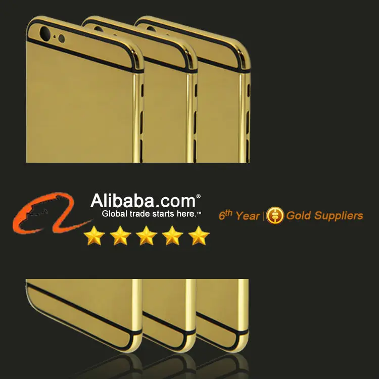 luxury 24kt gold plated housing for iphone 6 plain gold housing