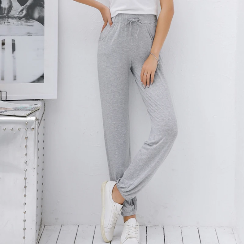 

Dancing Trousers Loose Straight Style Pants Harem Modal Workout Yoga Women Pantalones Solid Color Sportswear Pants, Black;grey