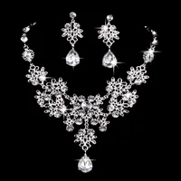 

crystal jewelry zircon necklace and stud earrings women sets wedding jewelry