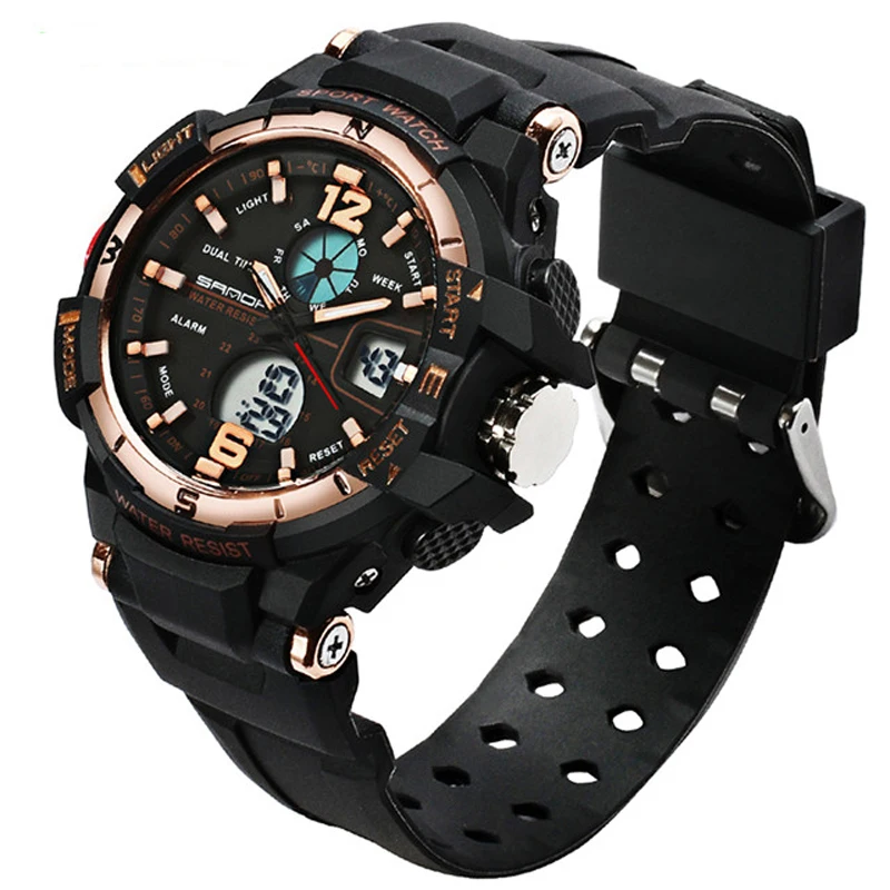

3ATM Waterproof Sanda Brand Men's Big Dial Military Watches Hot Sales Men's Digital Sports Watches Dual Movement Watches Sports