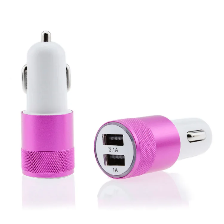 Aluminum Alloy Body Mobile Phone Car Charger Quick Charging Dual USB Charger For Smartphone