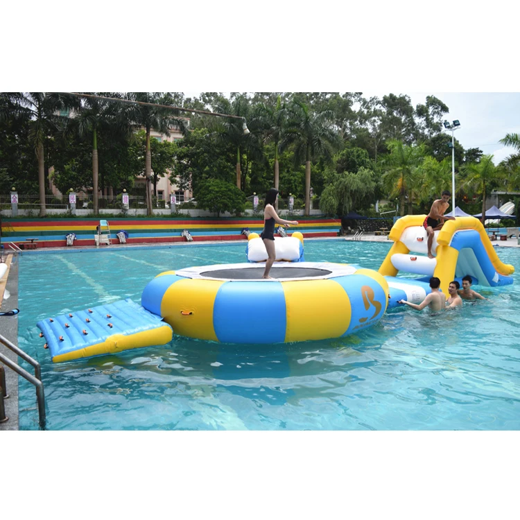 water trampoline and slide