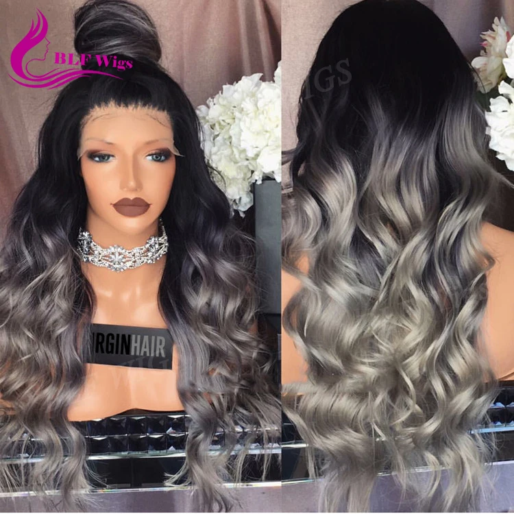 

250% Density Water Wave Full Lace Wig Virgin Indian Remy Grey Human Hair Wigs