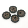 4-hole 23mm natural wood buttons black sewing button with laser grid checked design DIY clothing WOOD-003