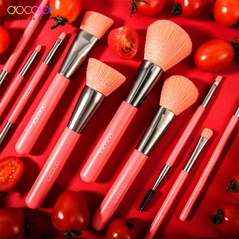 

Docolor High Quality Professional Beauty Makeup Tools 10pcs Red Makeup Brush Set