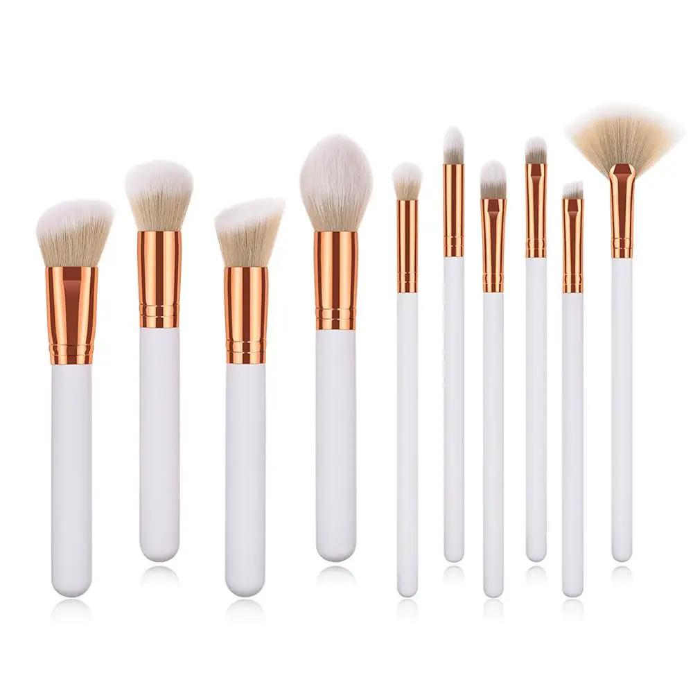 

10Pcs Wooden Handle Makeup Brushes Set Foundation Powder Blending Brush Kwasten Concealer Beauty Tool Kits, Show in picture