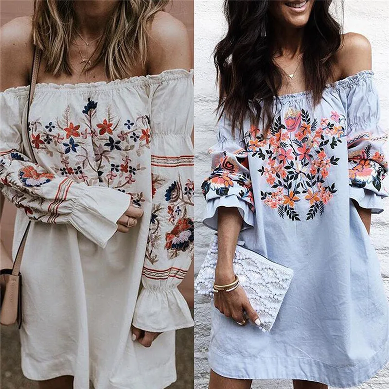 

Wholesale Price Women Summer Dress Off Shoulder Fit Comfy Floral Casual Dresses, N/a