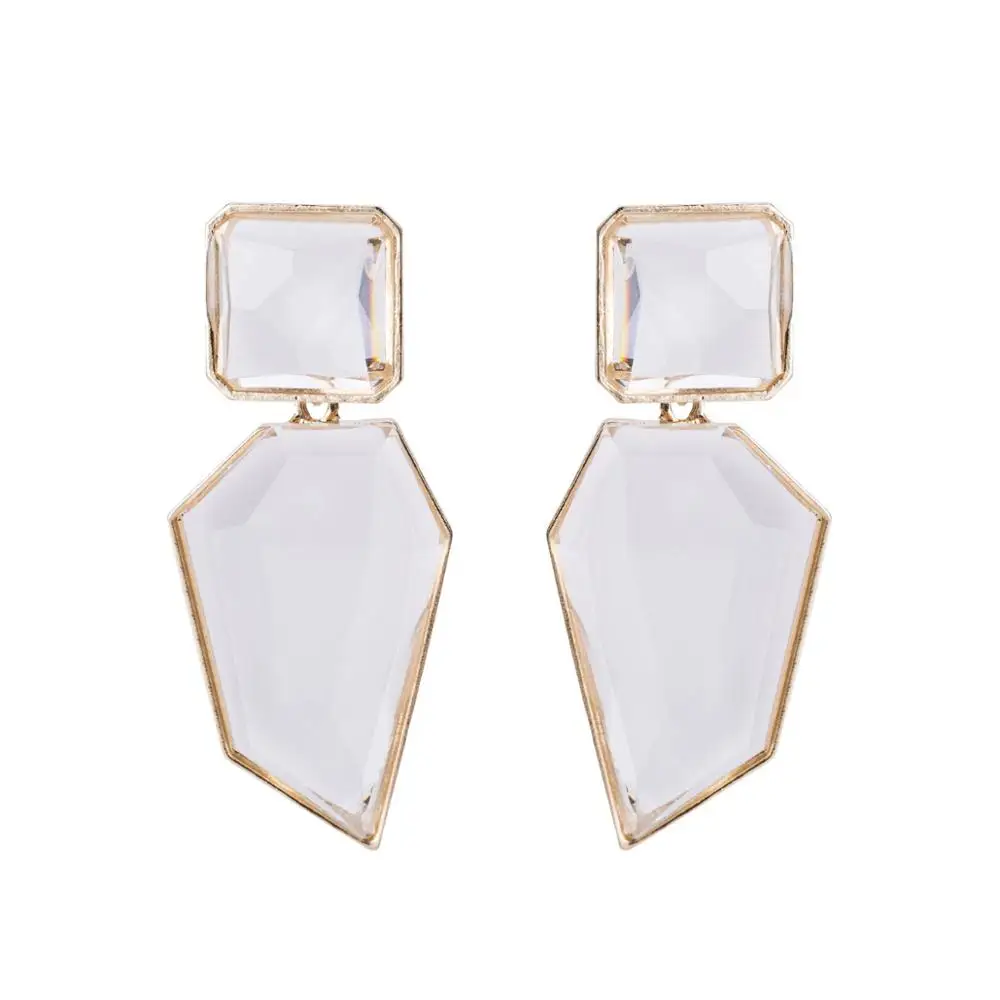 

Vintage Exaggerated Transparent stone Big Geometric Statement Dangle Earrings For Women Accessories Wholesale, As picture