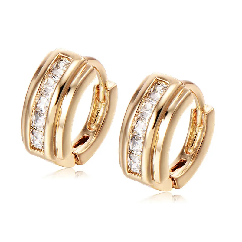 

custom Fashion square zircon woman ear ring celebrity gold plated copper Huggie Earrings, N/a