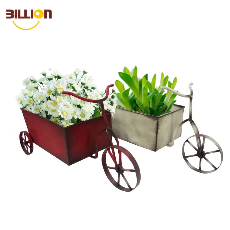 

Wholesale Home Garden Decorative Planter Iron Flower Pots Bicycle Plant Stand