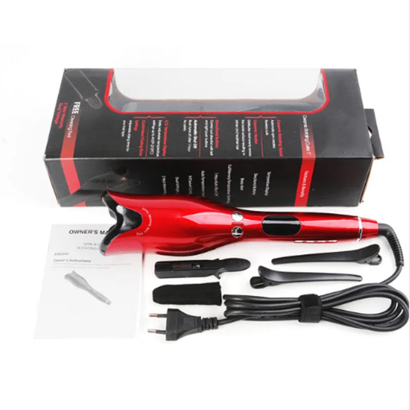 

Professional Auto Rotating Ceramic Hair Curler Portable Hair Curlers Rollers Factory Price Hair Irons with LCD Display, Red,black, blue