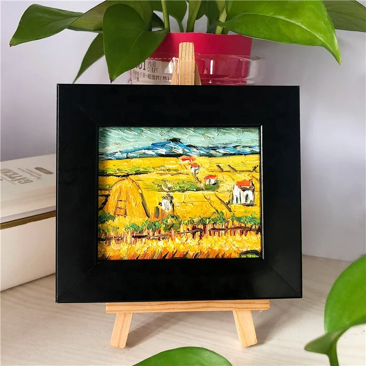 

Miniature Mini hand made oil paintings famous van gogh reproduce paintings on board desk decoration for gift support OEM