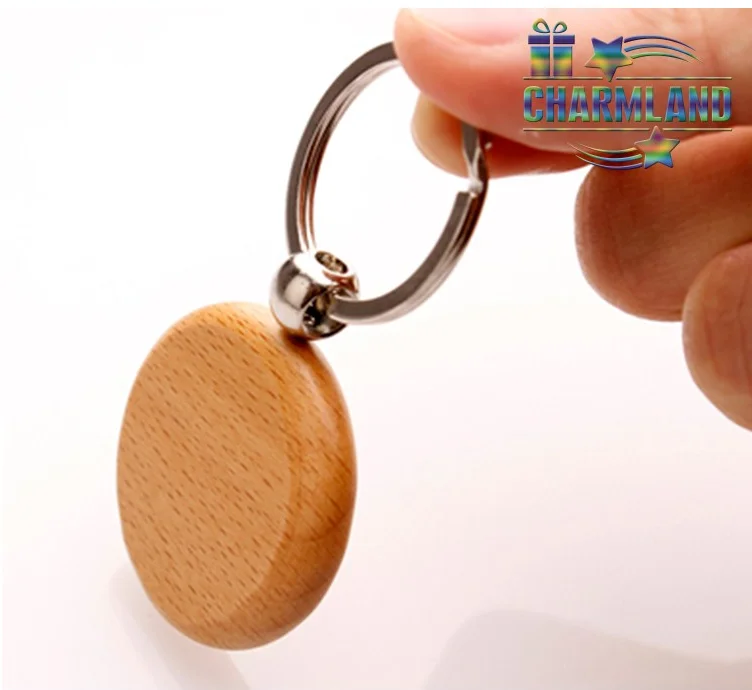 Free Sample top quality key holder promotional blank wooden keychain with name