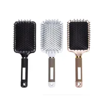 

Three Colors Anti-static Plastic Nylon Boar Bristle Paddle Denman Gold Hair Brush Massage