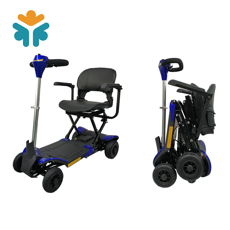 

Wholesale disabled elderly used portable 4 wheel folding electric scooter with seat, Blue/red/yellow/silver