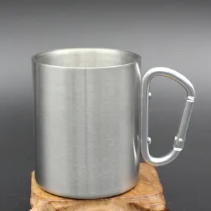 Image of 11 oz 304 Double Wall Stainless Steel Small Wine Cups With carabiner mug