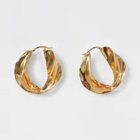 

New Unique Geometric Distorted Reflective Brass Vacuum Plating Hoop Earrings Popular jewelries