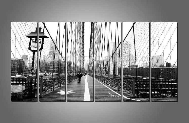 6 panel jembatan london  cetak gambar  hitam dan putih 