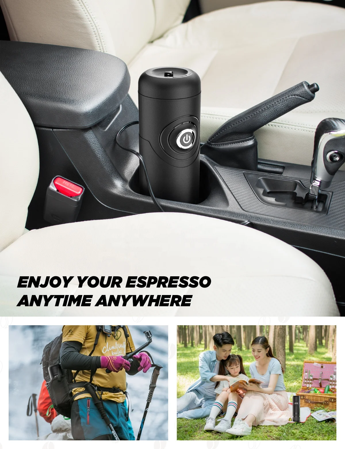 
Portable espresso machine coffee maker travel CAN HEAT WATER for indoor outdoor Nespresso capsule 