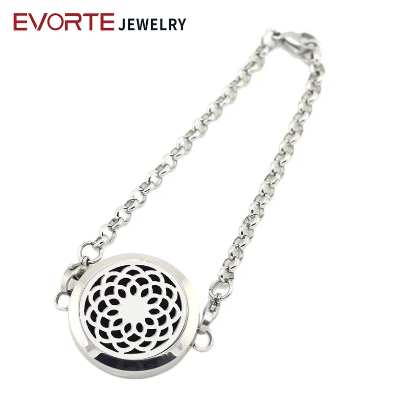 

Hot Selling 25mm/30mm 316L Stainless Steel Magnetic Aromatherapy Essential Oil Diffuser Perfume Locket Bracelet