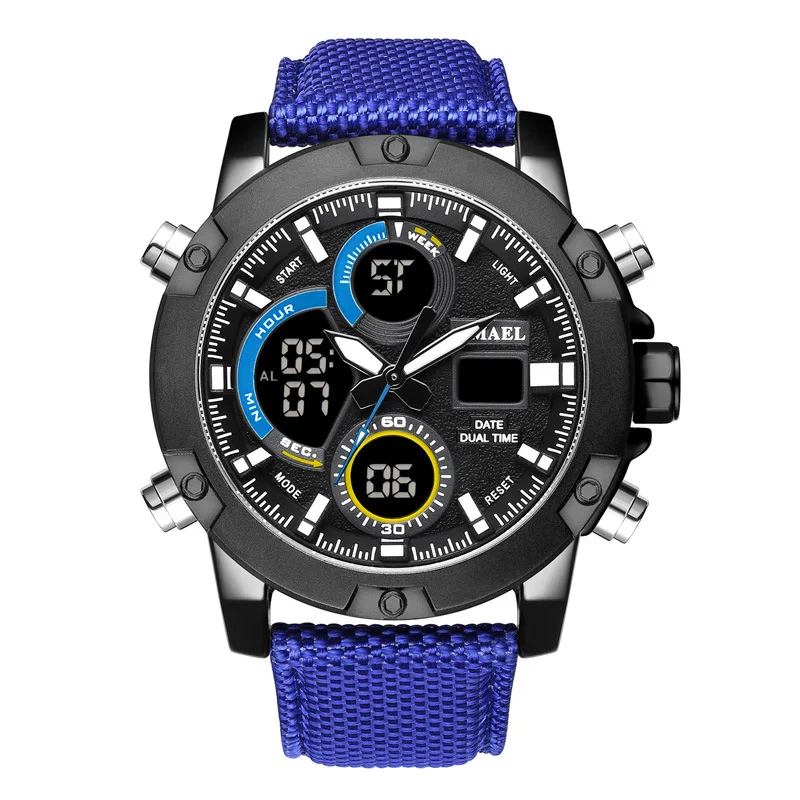 

Smael Analog Digital Men Sport Watches Alarm Alloy Clocks Men Watches Big Dial 1325 LED Quartz Wristwatches Waterproof Watch