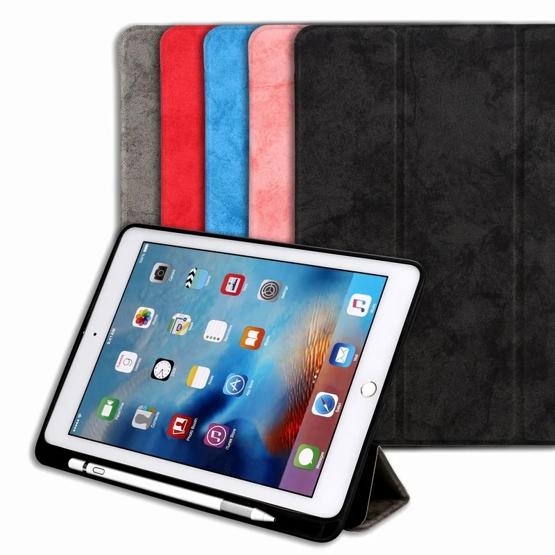 

Tablet Covers Cases for Ipad Case Leather Soft Shell with Pen Groove Satin pattern Pro 9.7 Cover for Ipad Case, Black;red;blue;green;orange;brown;purple;customizable