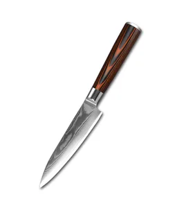 Image of Hot selling 2019 Pakka Wood Handle 67 Layer 8Cr14Mov Damascus steel Uitlity Knife 5 inch