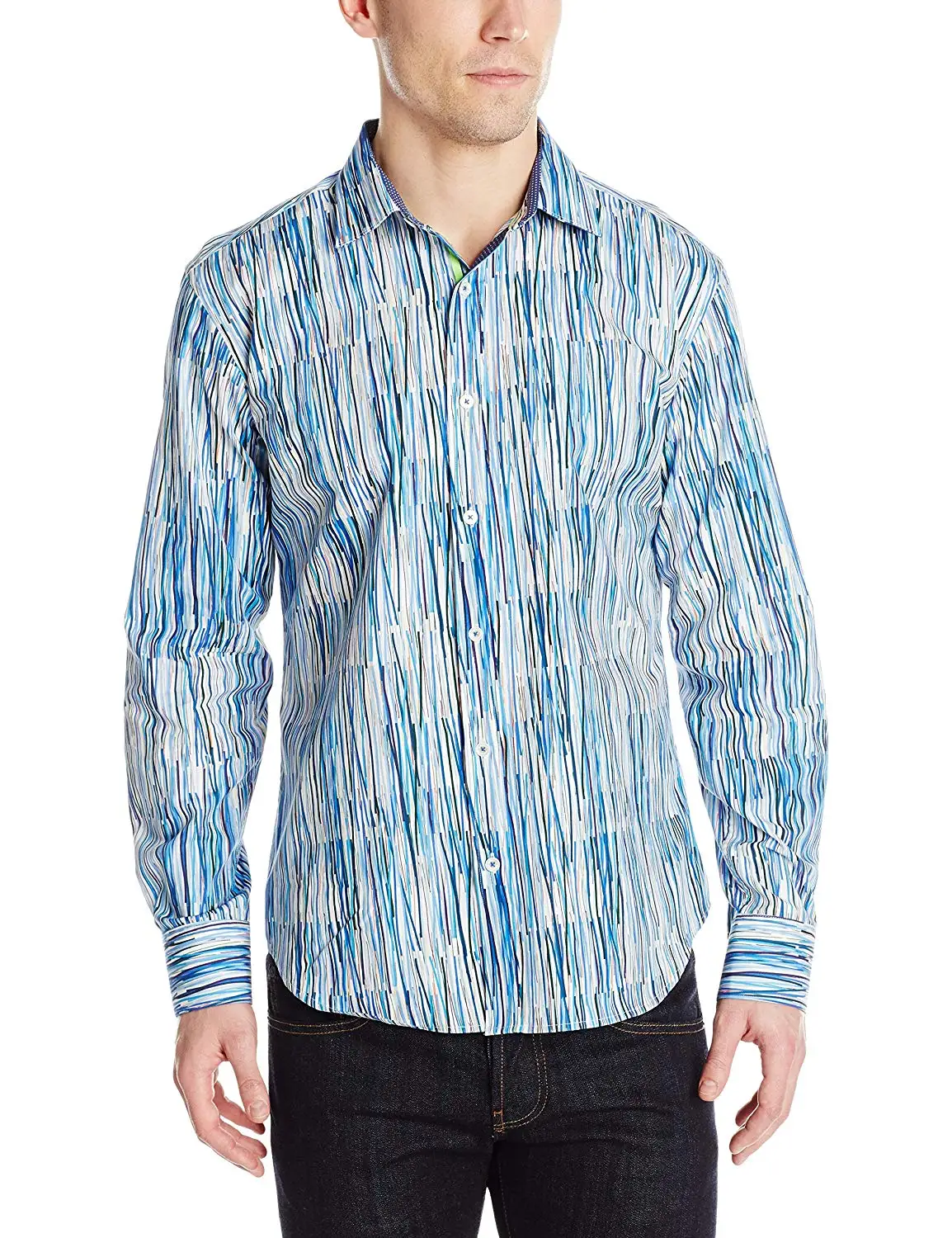 Bugatchi Mens Fitted Windowpane Pattern Button Down Collar Shirt