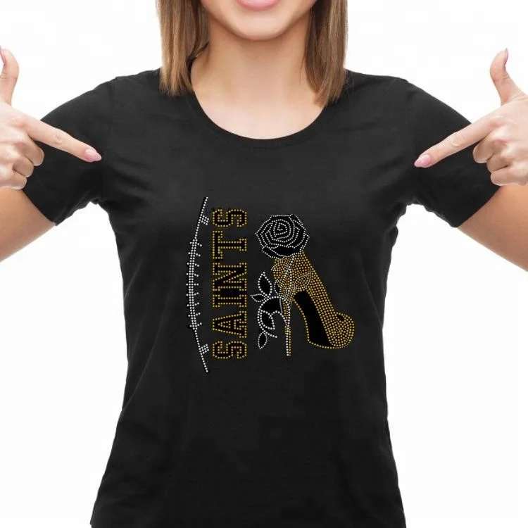 

high heel rhinestone heat Transfer with rose