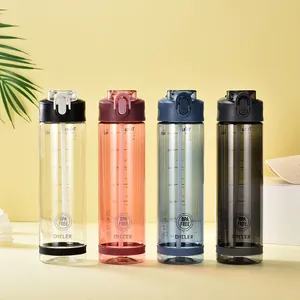Image of custom logo private label lockable sport plastic drinking water bottle with straw