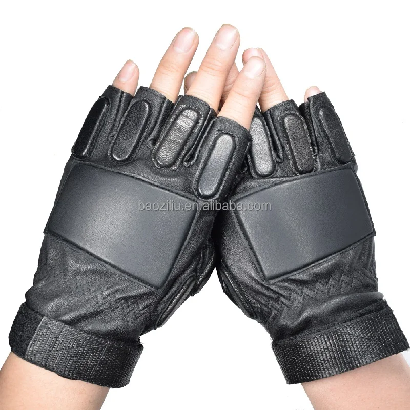 

KUYOMENS Men Fingerless Gloves Genuine Leather Half Finger Glove Unisex Adult Fingerless Mittens Gloves, See pictures