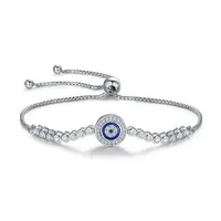 

New Trendy 925 Sterling Silver Blue Eye Tennis Bracelet for Women Adjustable Chain Bracelet