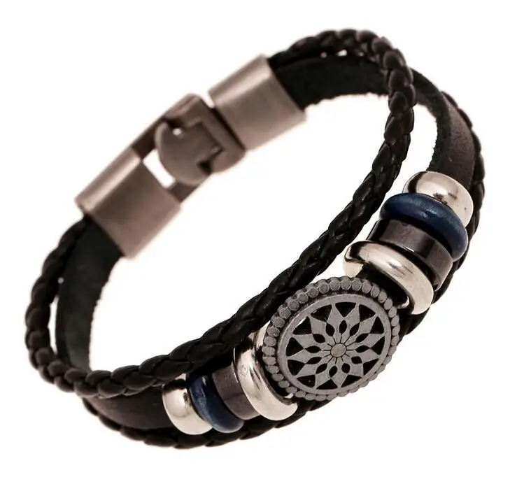 Handmade Braided Charm Genuine Leather Bracelet Men Fashion Handmade Braided Charm Genuine Leather Bracelet Men Fashion Vintage Engraved Bracelets Bangles Korean Jewelry Pulseira Masculina In Price On